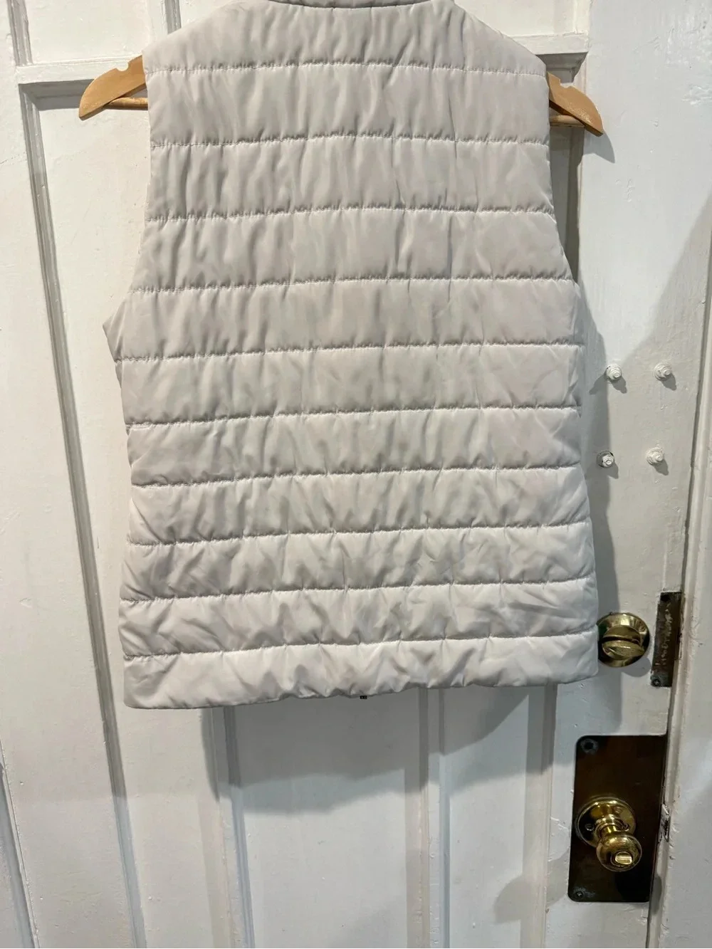 Michael Kors Cream Quilted Puffer Vest with Stand Collar